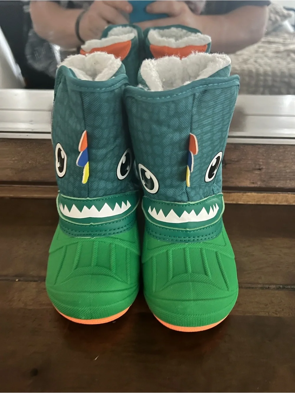 Kids' Green Dinosaur Winter Boots